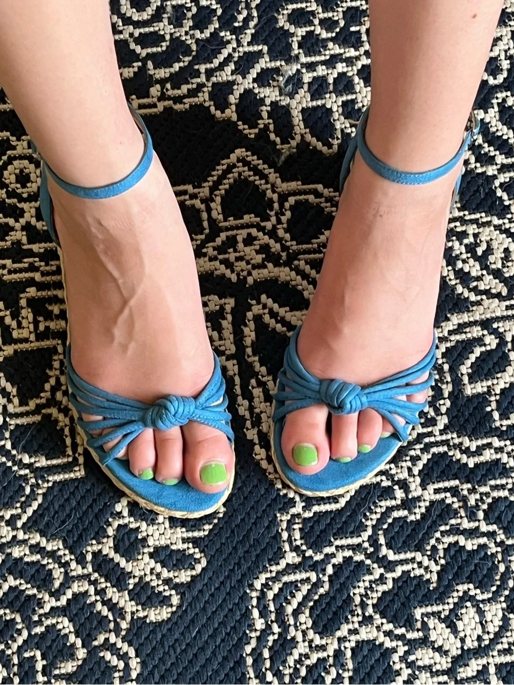 Naturalizer Teal Blue Suede Espadrille Wedge Sandals